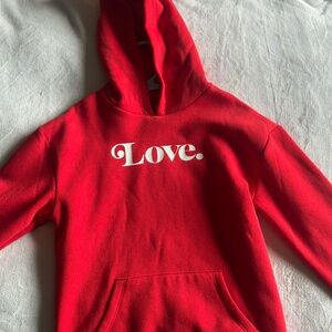 Red “Love” Graphic Hoodie – Girl's – Cozy Pullover